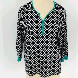 My Collection blouse, large. Black/white. Easy care pop over.